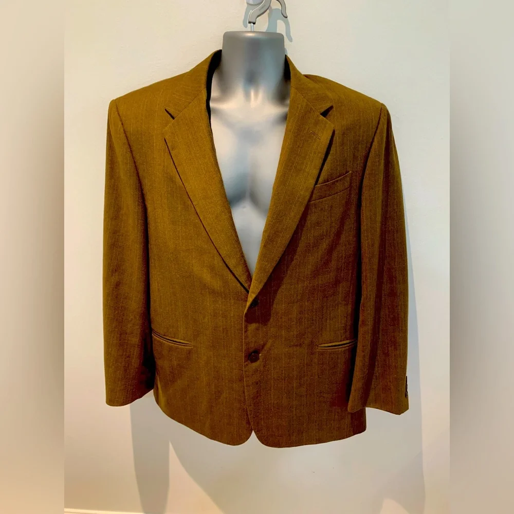 Vintage Donna Karen Men's 100% Wool 44R Classic Italian Suit Jacket Brown